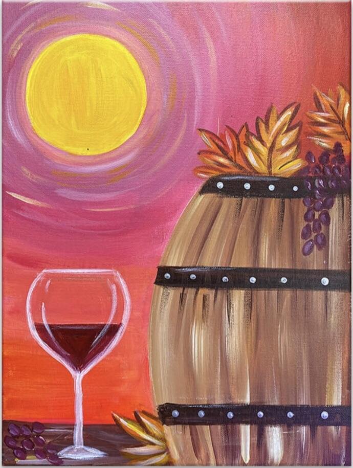 Wine Barrel and Glass